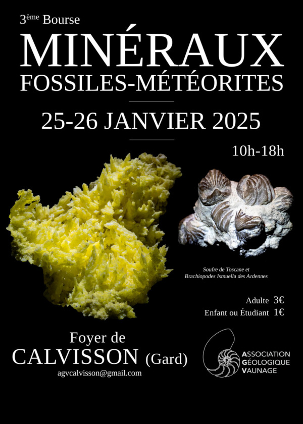 3ª Bourse Minêraux  & Fossiles. Foyer de Calvisson (Gard)